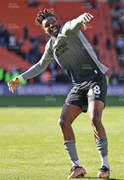 070423 - Blackpool v Cardiff City - Sky Bet Championship - Sory Kaba of Cardiff celebrates at the end of the game