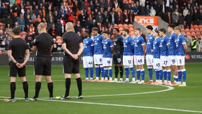 081125 - Blackpool v Cardiff City - Sky Bet League 1 - Remembrance Day Cardiff team and officials before the match