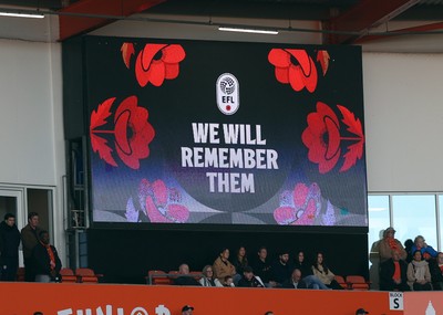 081125 - Blackpool v Cardiff City - Sky Bet League 1 - Remembrance Day Cardiff team and officials before the match