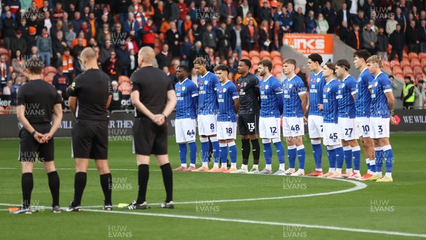 081125 - Blackpool v Cardiff City - Sky Bet League 1 - Remembrance Day Cardiff team and officials before the match