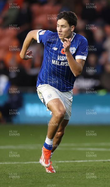 081125 - Blackpool v Cardiff City - Sky Bet League 1 - Rubin Colwill of Cardiff