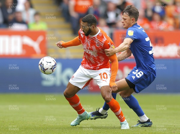 140821 - Blackpool v Cardiff City - Sky Bet Championship - Perry Ng of Cardiff and Keshi Anderson of Blackpool