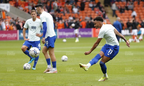 140821 - Blackpool v Cardiff City - Sky Bet Championship - Josh Murphy of Cardiff during the warm up