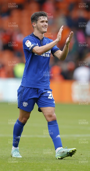 140821 - Blackpool v Cardiff City - Sky Bet Championship - Ryan Giles of Cardiff at the end of the match applauds the fans