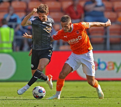 130822 - Blackpool v Swansea City - Sky Bet Championship - Joe Allen of Swansea and Jerry Yates of Blackpool