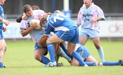 10.08.08 -  Blackwood Bulldogs v Valley Cougars, Welsh Rugby League Premier Conference Grand Final 2008. Cougars Carl Thomas is held 