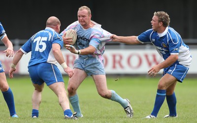 10.08.08 -  Blackwood Bulldogs v Valley Cougars, Welsh Rugby League Premier Conference Grand Final 2008. Cougars James Allen test the Bulldog defence 