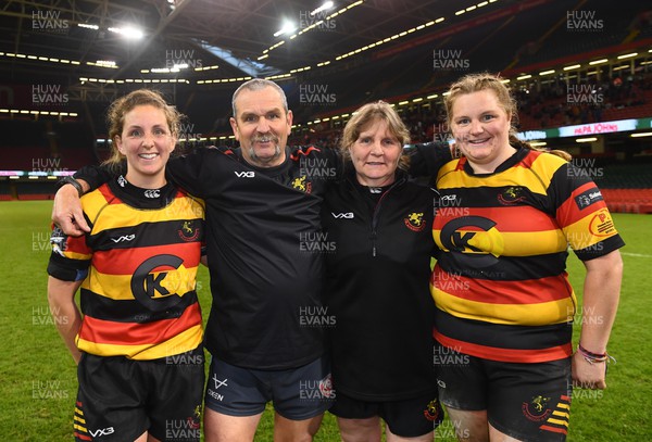 010522 - Blackwood Women v Lampeter Town Women - WRU Womens South Wales Plate Final - Megan Vidal (daughter), Gordon Snape (father), Rosie Snape (mother) and Lily Snape (daughter)