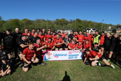 250426 - Blaina v Bedlinog - Admiral National League 1 East - Blaina RFC players celebrate winning the league 