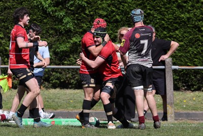 250426 - Blaina v Bedlinog - Admiral National League 1 East - Ben Cooper of Blaina RFC scores a try in 1st half 
