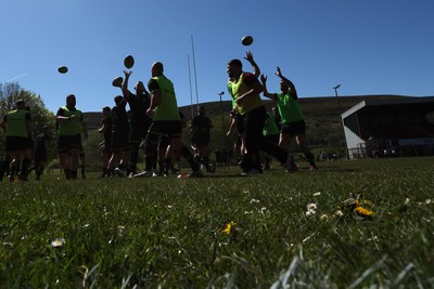 250426 - Blaina v Bedlinog - Admiral National League 1 East - Blaina players warm up before game