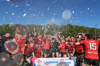 250426 - Blaina v Bedlinog - Admiral National League 1 East - Blaina RFC players celebrate after winning the league