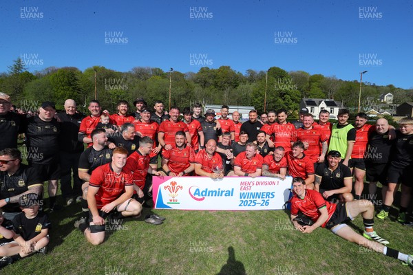 250426 - Blaina v Bedlinog - Admiral National League 1 East - Blaina RFC players celebrate winning the league 