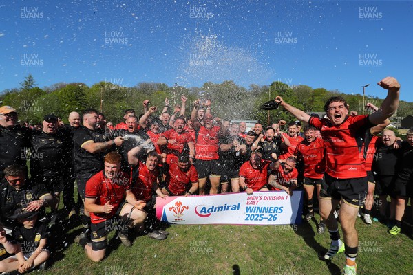 250426 - Blaina v Bedlinog - Admiral National League 1 East - Blaina RFC players celebrate winning the league 