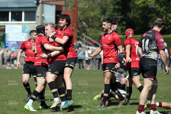 250426 - Blaina v Bedlinog - Admiral National League 1 East - Cobi Edwards of Blaina RFC scores a try in 1st half 