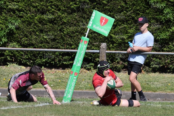 250426 - Blaina v Bedlinog - Admiral National League 1 East - Ben Cooper of Blaina RFC scores a try in 1st half 