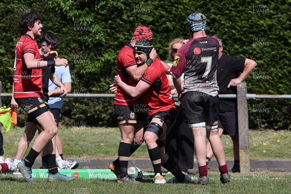 250426 - Blaina v Bedlinog - Admiral National League 1 East - Ben Cooper of Blaina RFC scores a try in 1st half 