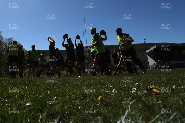 250426 - Blaina v Bedlinog - Admiral National League 1 East - Blaina players warm up before game