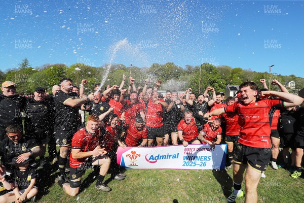 250426 - Blaina v Bedlinog - Admiral National League 1 East - Blaina RFC players celebrate after winning the league