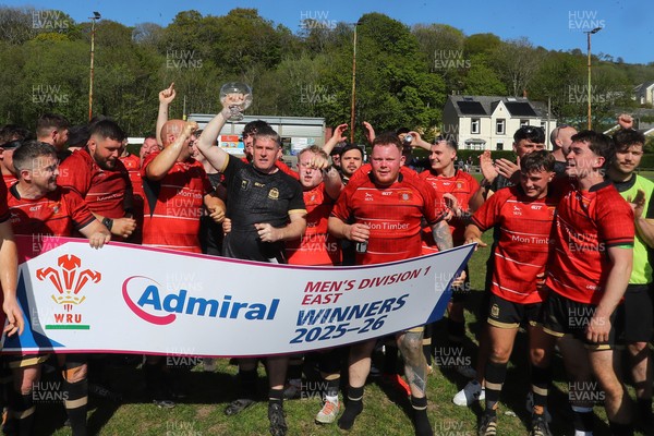 250426 - Blaina v Bedlinog - Admiral National League 1 East - Blaina RFC players celebrate after winning the league