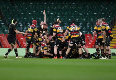 120426 - Blaina v Abercrave - Mens Division One Cup Final - Blaina celebrate scoring the game winning try