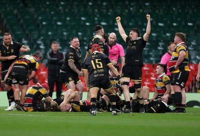 120426 - Blaina v Abercrave - Mens Division One Cup Final - Blaina celebrate scoring the game winning try