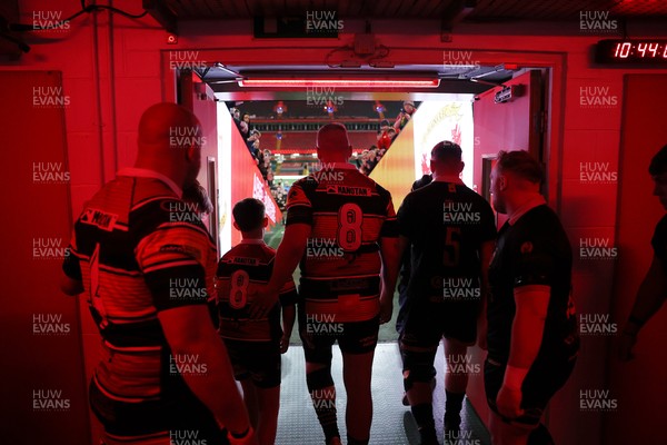 120426 - Blaina v Abercrave - Mens Division One Cup Final - Teams run out onto the field