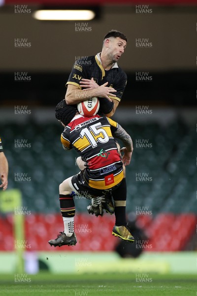 120426 - Blaina v Abercrave - Mens Division One Cup Final - Richard Powell of Blaina is tackled by Steffan Castle