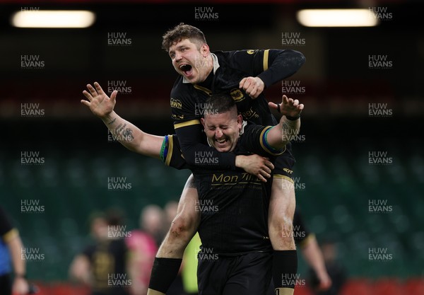 120426 - Blaina v Abercrave - Mens Division One Cup Final - Adam Lane of Blaina celebrates the victory