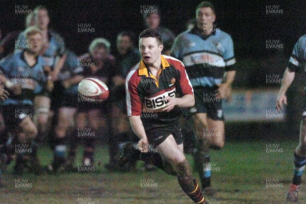 140206 - Amateur Blues v Dragons Amateur - Beddau RFC Dragons' Phil Price offloads 