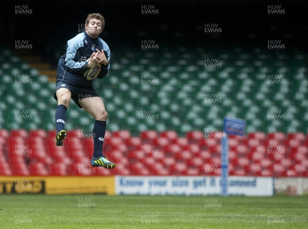 290313 - Blues Training - Captains Run -Leigh Halfpenny pictured at the Blues captains run