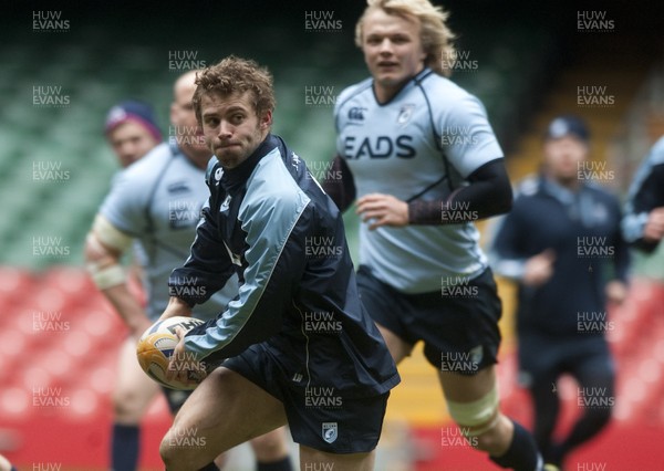 290313 - Blues Training - Captains Run -Leigh Halfpenny pictured at the Blues captains run