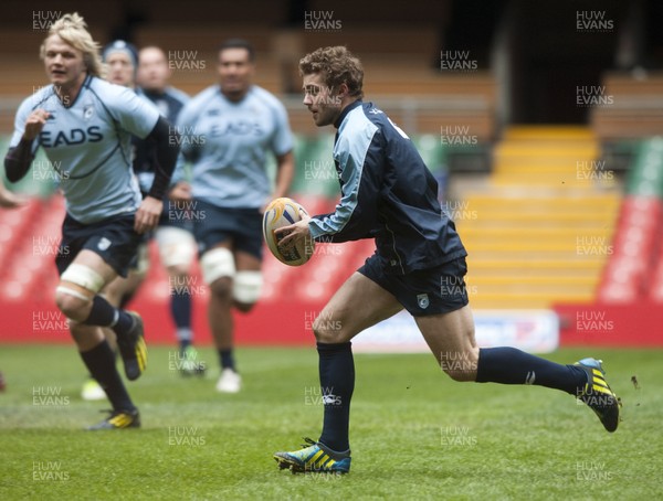 290313 - Blues Training - Captains Run -Leigh Halfpenny pictured at the Blues captains run