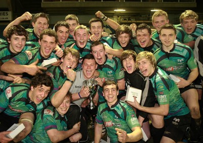 290212 Cardiff Blues South U16 v Ospreys U16 - Regional Age Grade Competition Final -Ospreys celebrate after winning a dramatic final