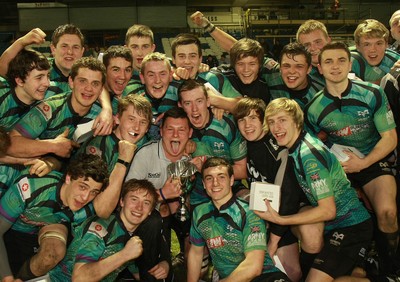 290212 Cardiff Blues South U16 v Ospreys U16 - Regional Age Grade Competition Final -Ospreys celebrate after winning a dramatic final