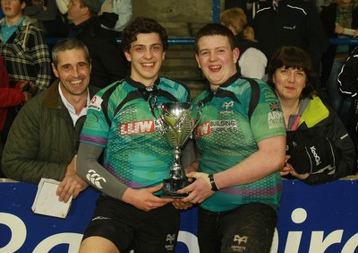 290212 Cardiff Blues South U16 v Ospreys U16 - Regional Age Grade Competition Final -Ospreys' Tom Evans(L) and Zack Bevan with family