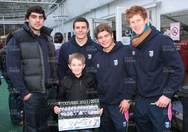 21.12.11 The Blues at Winter Wonderland - Blues' (L-R) Cory Hill, Ellis Jenkins, Harry Robinson and Rhys Patchell  meet fans at Winter Wonderland 