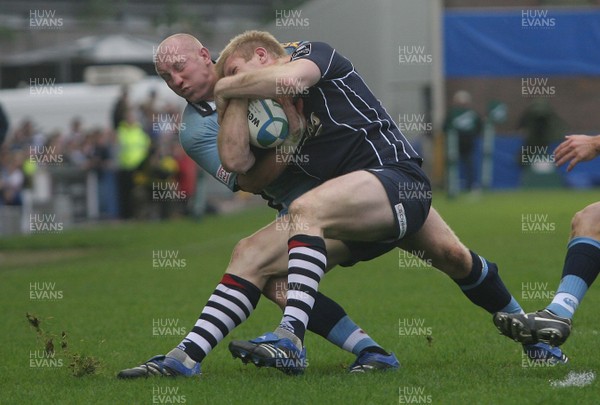 11.11.07 - Cardiff Blues v Bristol, Heineken Cup -  Blues' Tom Shanklin gets to grips with Bristol's Lee Robinson 