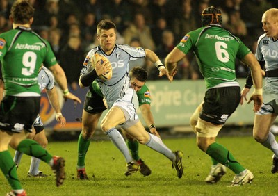 100212 Cardiff Blues v Connacht - RaboDirect PRO 12 -Blues' Ceri Sweeney takes on Connacht's John Muldoon(6) 