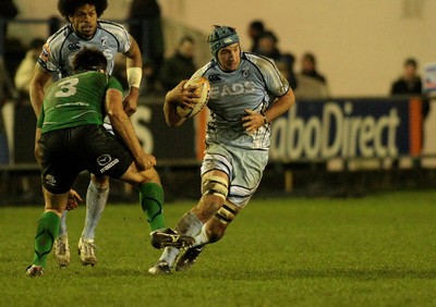 100212 Cardiff Blues v Connacht - RaboDirect PRO 12 -Blues' Michael Paterson takes on Connacht's Ronan Loughney