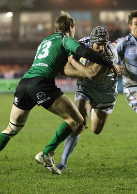 100212 - Cardiff Blues v Connacht, Cardiff Arms Park, RaboDirect PRO12 - Blues Tom James takes on Connacht's Kyle Tonetti 