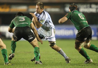 100212 - Cardiff Blues v Connacht, Cardiff Arms Park, RaboDirect PRO12 - Blues Xavier Rush takes on Connacht's Ronan Loughney 