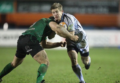 100212 - Cardiff Blues v Connacht, Cardiff Arms Park, RaboDirect PRO12 - Blues Richard Mustoe is tackled