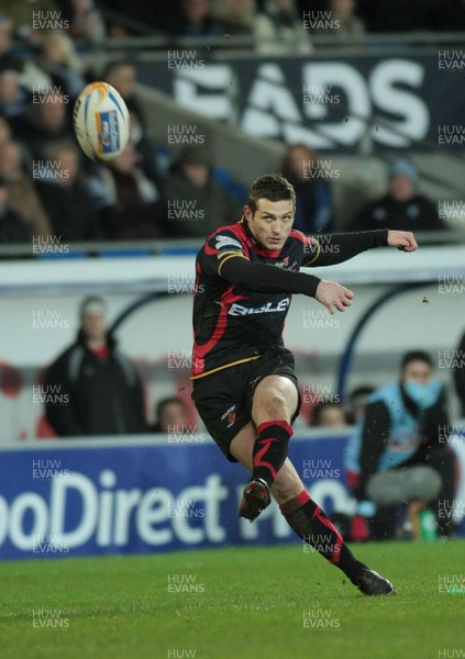 23.12.11 Cardiff Blues v Newport-Gwent Dragons - RaboDirect PRO 12 - Dragons' Jason Tovey attempts a kick at goal 