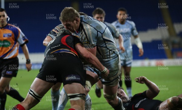 23.12.11 - Cardiff Blues v Newport Gwent Dragons, RaboDirect PRO12 -  Cardiff Blues Bradley Davies powers over to score try 