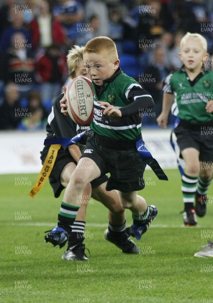 27.08.10 Cardiff Blues v Newport-Gwent Dragons - Martyn Williams Testimonial  - Under 8's action: Gwernyfed(green) v Rhwbina.  