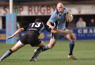 220906 - Cardiff Blues v Glasgow Warriors -  Magners League - Blues' Tom Shanklin takes on Andrew Henderson 