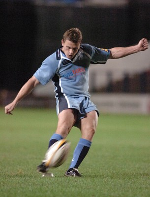 220906 - Cardiff Blues v Glasgow Warriors -  Magners League - Blues' Ben Blair kicks at goal 