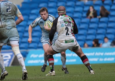 05.02.12 Cardiff Blues v Harlequins - LV=Cup -.Blues' Ben Blair takes on Harlequins' Rob Buchanan .