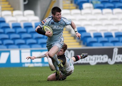 05.02.12 Cardiff Blues v Harlequins - LV=Cup -.Blues' Ceri Sweeney is ankle tapped by Harlequins' Rory Clegg.